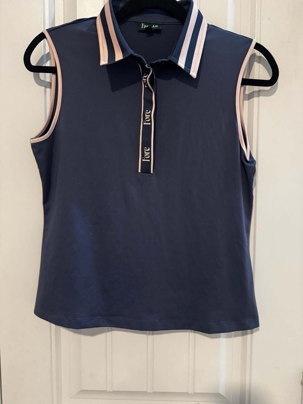 Fore All Moore Sleeveless Golf Polo in Indigo